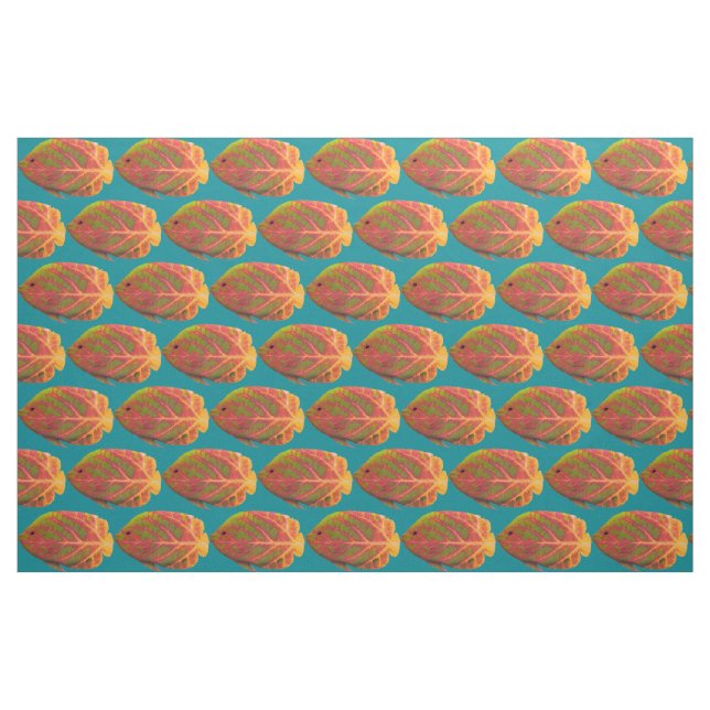 Tela Pescado tropical de hoja de ave 1 ("Cuarto gordo" (fat quarter))