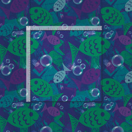 Tela Pescado y burbujas Vibrante Patrón de arrecifes