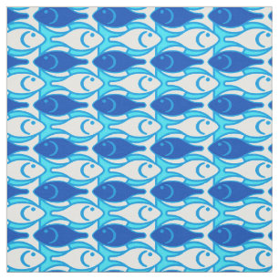 Tela Pescados modernos de los mediados de siglo, azul
