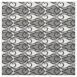 Tela Pescados modernos, gris, blanco y negro de los