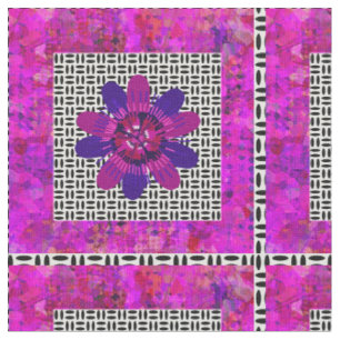 Tela Pétalos de flores en blanco y negro rosado y morad
