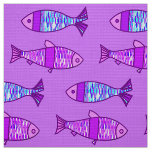 Tela Pez moderno retro, violeta y púrpura amatista