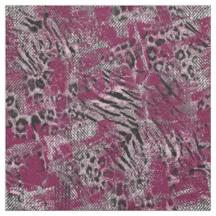 Tela Piel de animal manchada gris Burgundy tigre leopar