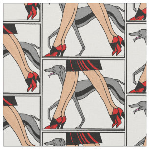Tela Piernas Art Deco Mujeres Greyhound Whippet Dog R
