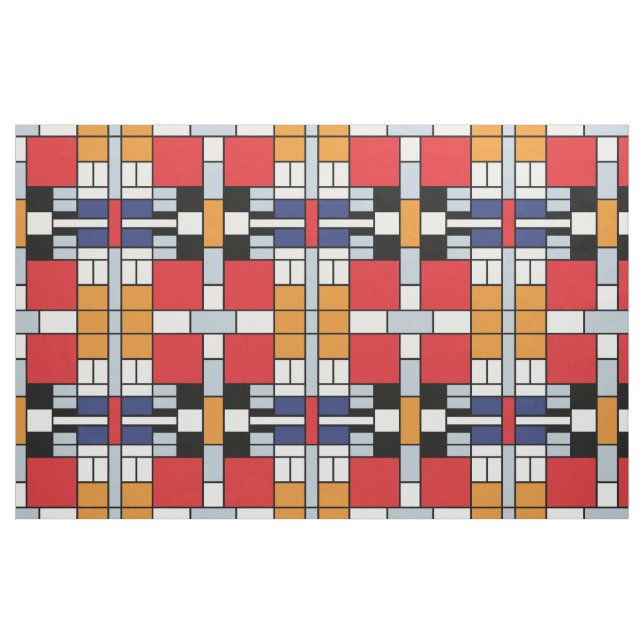 Tela Piet Mondrian - Composición con gran plano rojo ("Cuarto gordo" (fat quarter))