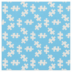 Tela Piezas de Rompecabezas Azul Claro y Blanco