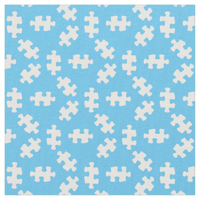 Tela Piezas de Rompecabezas Azul Claro y Blanco (De cerca)