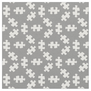 Tela Piezas de rompecabezas gris y blanco
