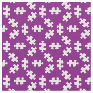 Tela Piezas de rompecabezas morado y blanco