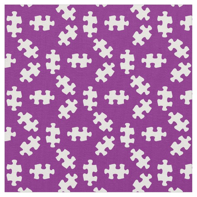 Tela Piezas de rompecabezas morado y blanco (De cerca)