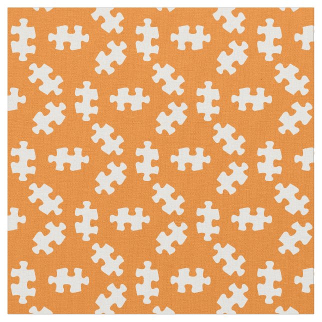 Tela Piezas de rompecabezas Naranja y blanco (De cerca)