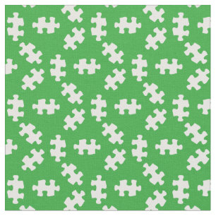 Tela Piezas de rompecabezas verdes y blancas