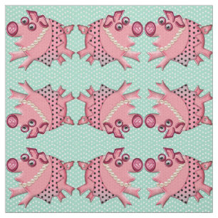 Tela Piggy postizo en rosa en verde Lucita