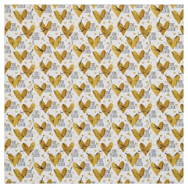 Tela Pilates Poses Seamless Pattern en color oro (Retal)
