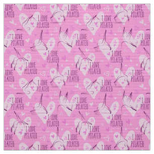 Tela Pilates Poses Seamless Pattern en rosa oscuro