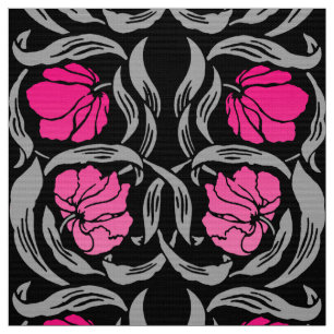 Tela Pimpernel de William Morris, rosado y negro