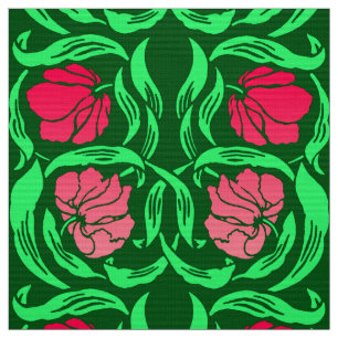 Tela Pimpernel de William Morris, rosado y verde