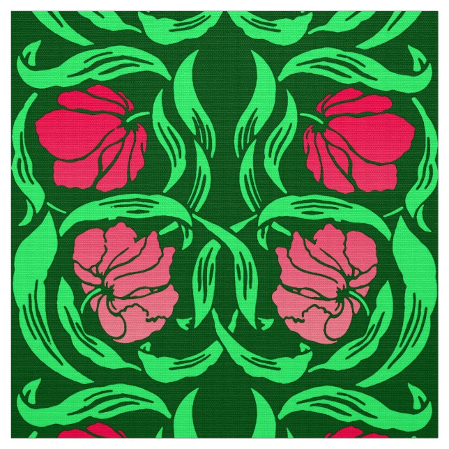 Tela Pimpernel de William Morris, rosado y verde (Retal)