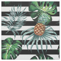 Piña tropical de la acuarela con las rayas negras