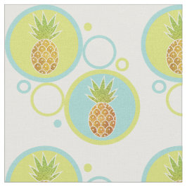 Tela Piña tropical purpurina con patrón circular de los