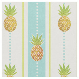 Tela Piña tropical purpurina con rayas y puntas