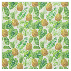 Tela Piñas y hojas tropicales