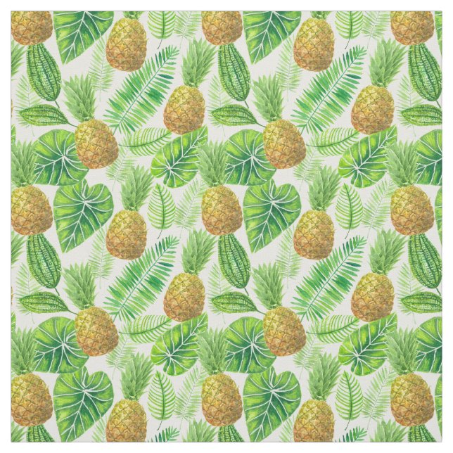 Tela Piñas y hojas tropicales (Retal)