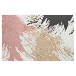 Tela Pinceladas artsy gigantes en purpurina subió oro