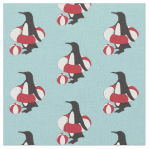 Tela Pingüino de dibujos animados azul claro nadando pa