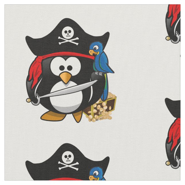 Tela Pingüino pirata Personalizado lindo con loro (De cerca)