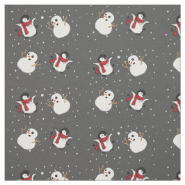 Tela Pingüino y muñeco de nieve