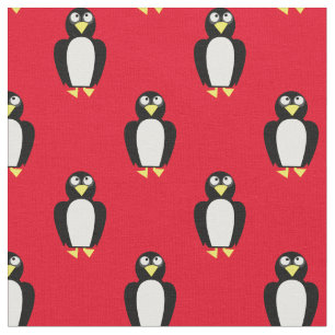 Tela Pingüinos Cutos Niños Nursera Rojo