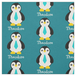 Tela Pingüinos pequeños con cuello azul
