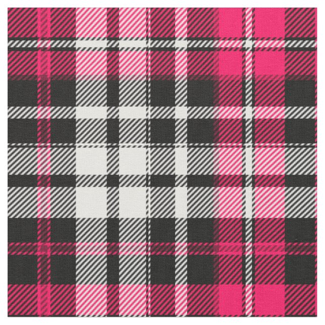 Tela Pink Black White Plaid Tartan  (De cerca)