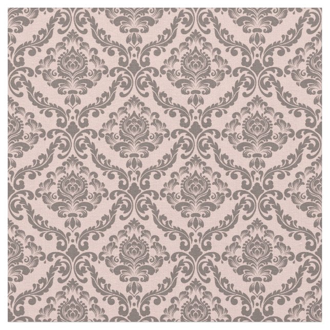 Tela Pink & Cocoa Damask (De cerca)