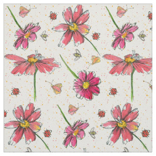 Tela Pink Daisy Bees Ladybugs