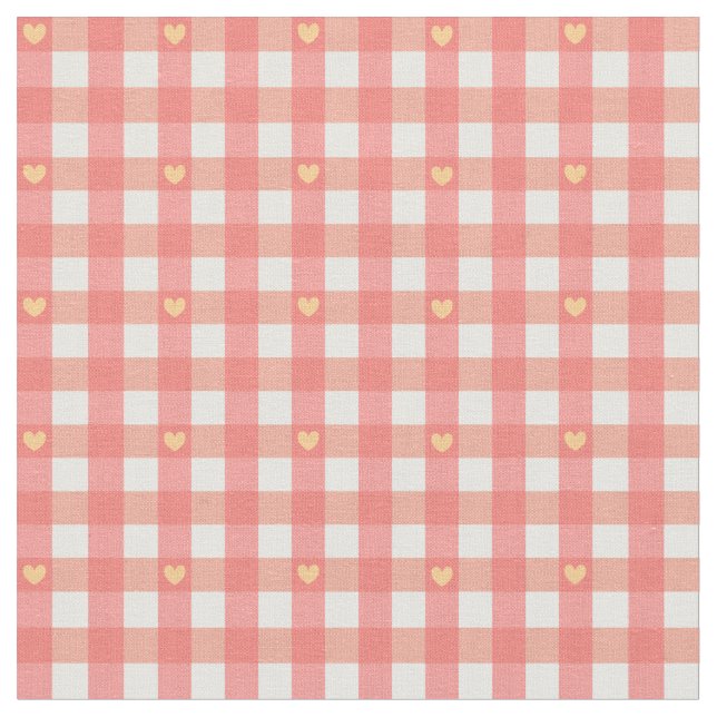 Tela Pink Heart Gingham  (De cerca)