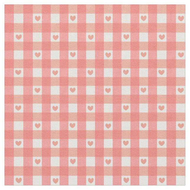 Tela Pink Heart Gingham (De cerca)