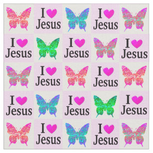 TELA PINK ME ENCANTA JESUS BUTTERFLY FABRIC