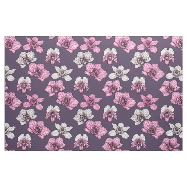 Tela Pink orchid flowers ("Cuarto gordo" (fat quarter))
