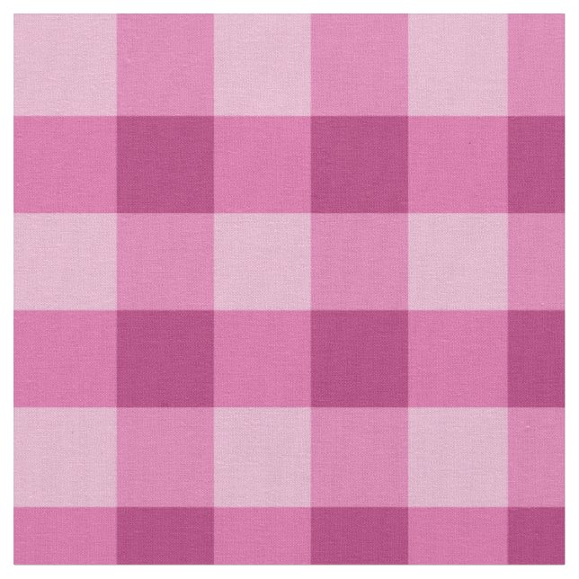 Tela Pink White Gingham Check Combed Cotton Fabric (De cerca)