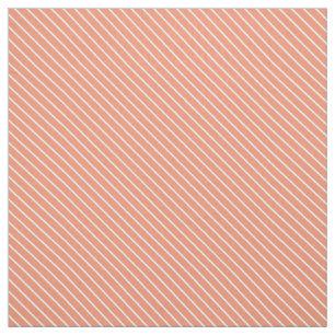 Tela Pinstripes diagonales - naranja de coral y blanco