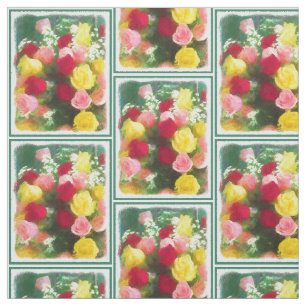 Tela Pintado Rose Bouquet - Arte de Flor Original.