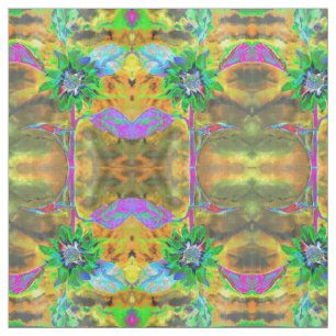 Tela Pintura abstracta de girasol retro de oro verde