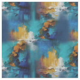 Tela Pintura al óleo abstracta de bronce, dorado y azul