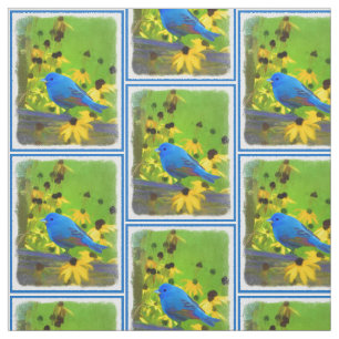 Tela Pintura de amarre índigo - Arte original de aves