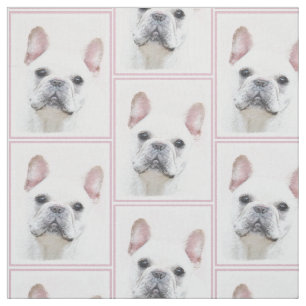 Tela Pintura de Bulldog francés (crema/blanco) - Arte 