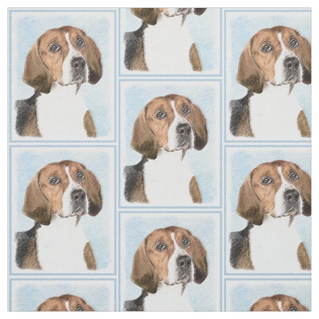Tela Pintura de Foxhound inglesa - Arte Perro Original  (Retal)