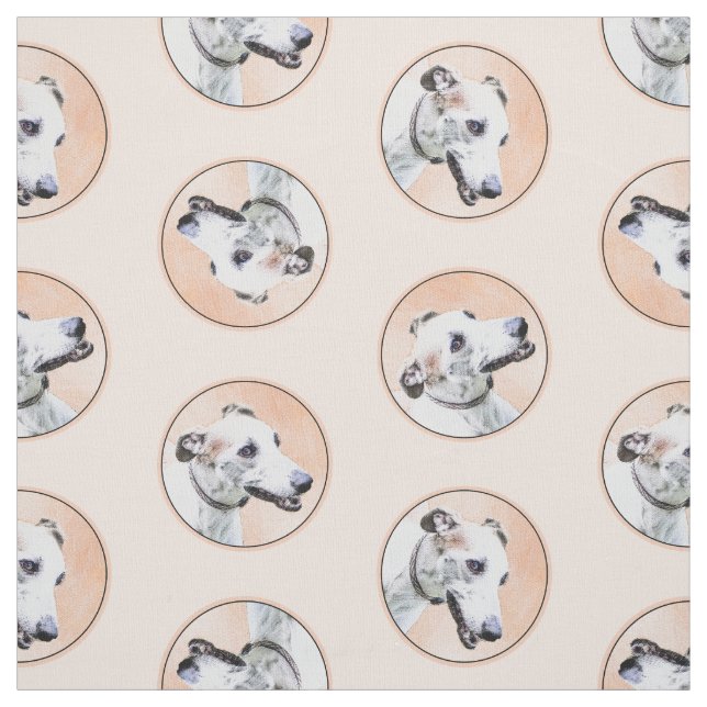 Tela Pintura de Greyhound Cute Rojo Blanco Original Per (Retal)