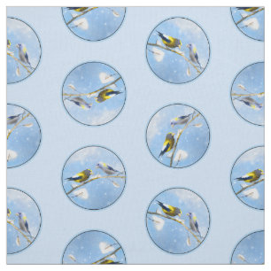 Tela Pintura De Invierno De Grosbeak Por La Noche